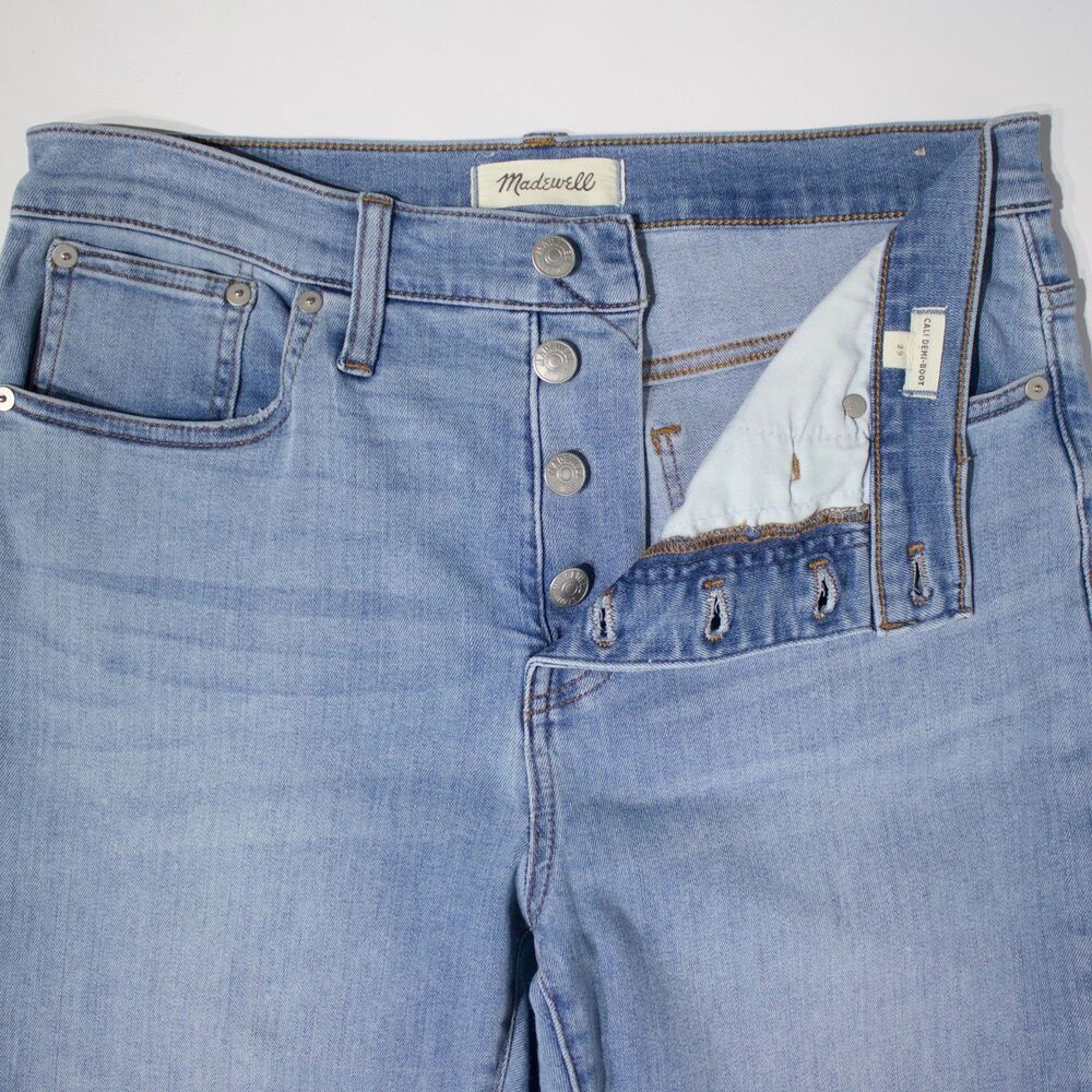 Madewell Cali Demi Boot 25" Crop High Waist Light Wash Jeans Women Size 29 (J1) - Picture 6 of 15